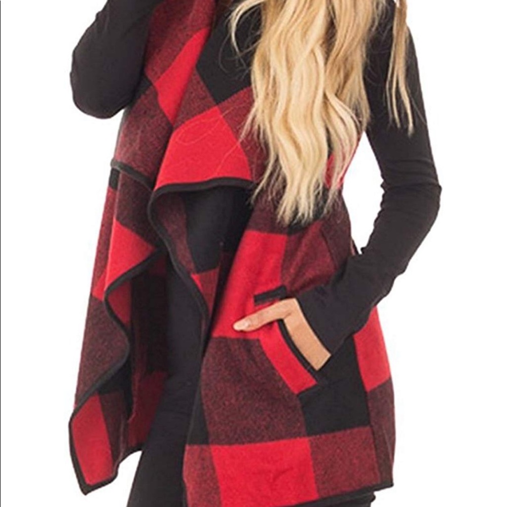 Large buffalo plaid vest
